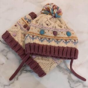 Zara Hat with Pom-Pom with Matching Neck Warmer